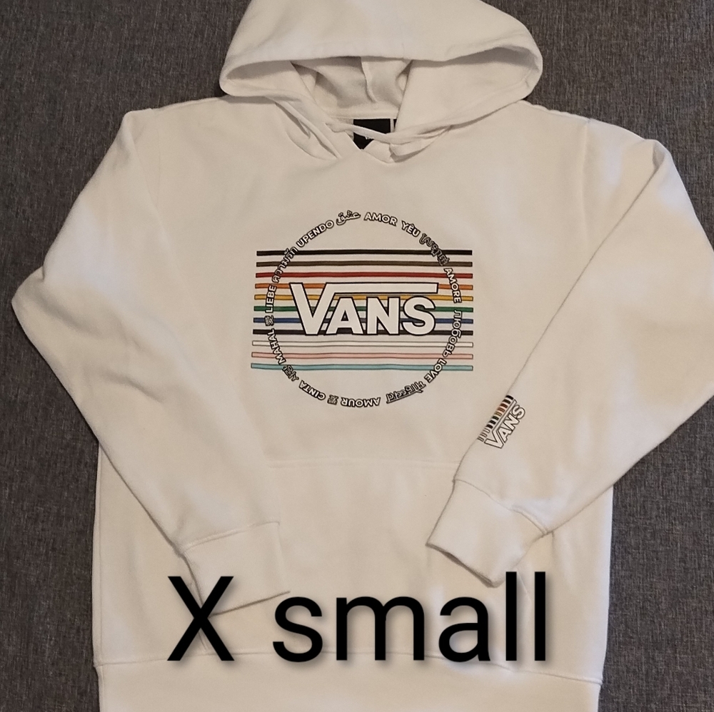 NEW VANS  Hoodie Pride Rainbow Love Size Xsmall Adult Youth Pullover Sweatshirt